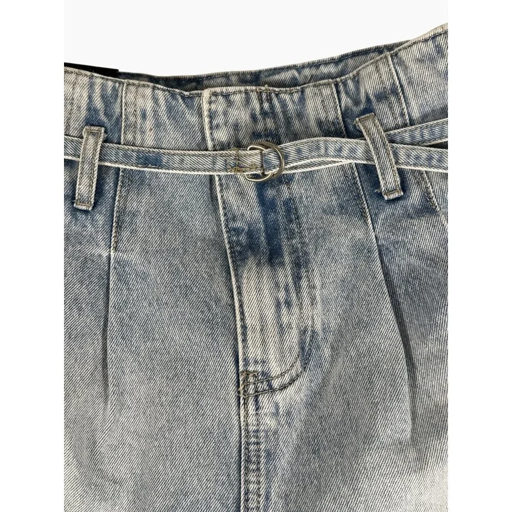 NWT Blank NYC High Rise‎ Blue Denim Short With Belt Women's Size 28 100% Cotton